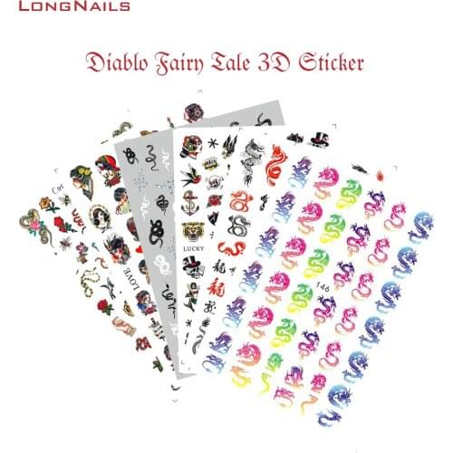 8*10cm Christ Angel, Fluorescent Dragon Sticker Decals 1pc Diablo Fairy Snake Self-Adhesive Manicure Ultra-Thin Nail Stickers 3D