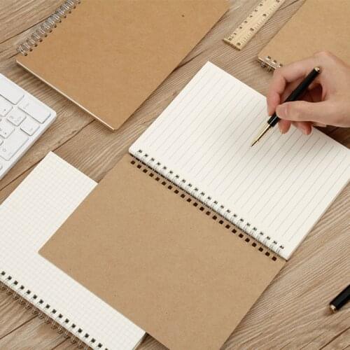 A5 50 Sheets/Book Vintage Kraft Paper Cover Grid/Blank/Line/Cornell Inner Page 2021 School Stationery Coil Notebook