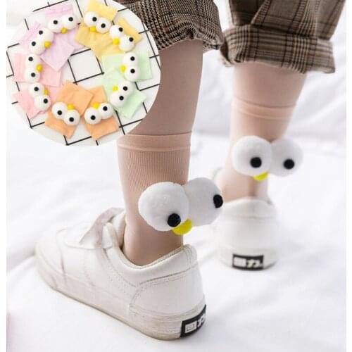 Big eye socks summer thin pure color steel stockings wear childrens cute cartoon straight tube parent-child stockings