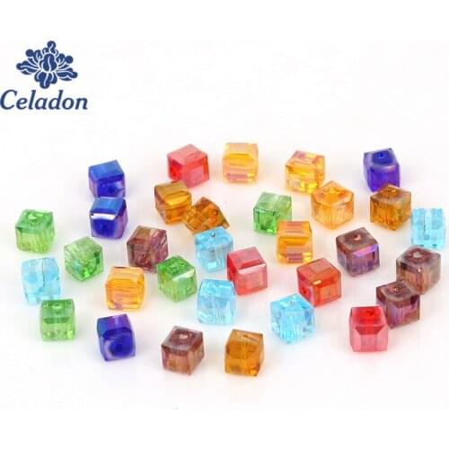 20pcs/lot 8mm Multiple Color Square Glass Beads DIY Jewelry Making for Bracelets Loose Spacer Bead Charms Austrian Glass Beads