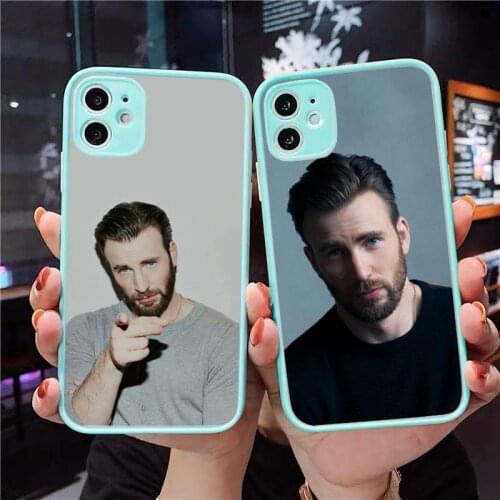 Chris Evans Phone Case For iPhone 12 11 Mini Pro XR XS Max 7 8 Plus X Matte transparent blue Back Cover