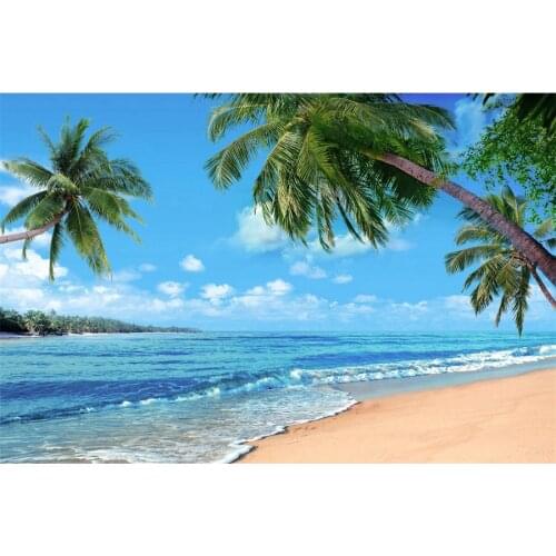 Summer Holiday Sea Beach Photography Backgrounds Customized Cruise Ship Palm Tree Photographic Backdrops For Home Photo Studio