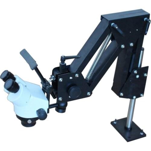 Flexible Arm Zoom Microscope For Jewelry Stone Diamond Repairing Setting 0.7X-4.5X Zoom Stand with LED Light Clamp