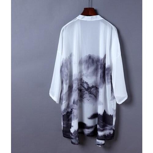 Japanese Kimono Cardigan Women Summer chinese style Ink and wash Print Blouse Coat New Fashion Causal Cardigans Top Clothing