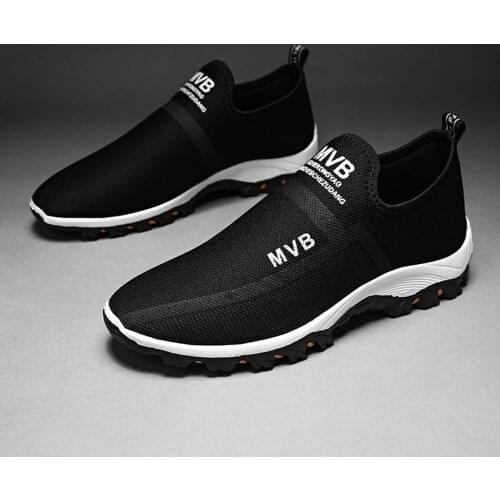 Mens Lightweight Casual Sports Shoes Trend Outdoor Breathable Mesh Slow Walking Running Shoes Black Large Size 39-47