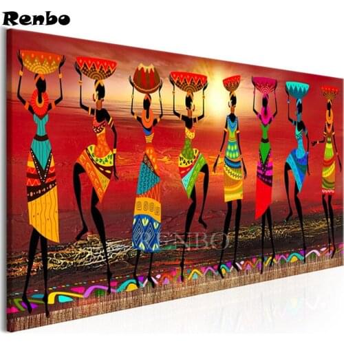 DIY 5D Square Diamond Embroidery African Women Dancing Diamond Mosaic Patterns Handmade Diamond Painting Cross Stitch Kits B392