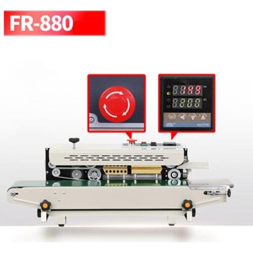 FR-880 Continuous Automatic Film Sealing Machine Aluminum Foil Bag Edge Sealer Food Packaging Machine 220V/110V 850W 1PC