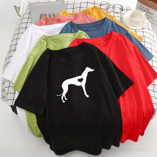 Mexico Store Popt Oversize Punk T-Shirt Womens Grey Hound Dog Print Clothes Casual O-Neck Vogue Multicolor Tshirt Female