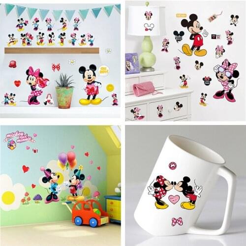 Cartoon Mickey Minnie Mouse Wall Decals Bedroom Baby Amusement Park Home Decor Pvc Wall Stickers Diy Posters Wallpaper