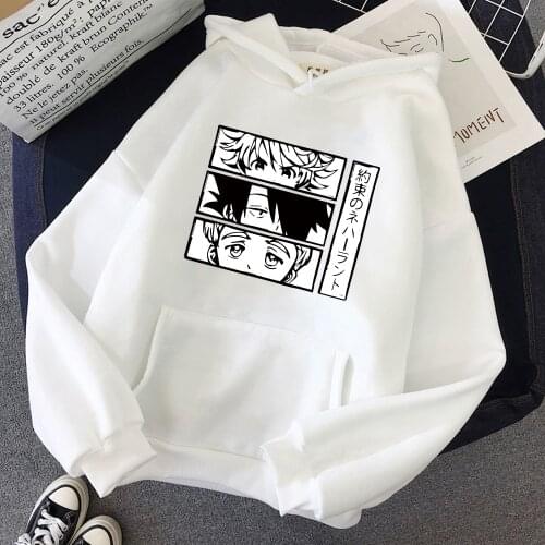 2020 the Promised Neverland Anime Hoodies Women Harajuku Emma Ray Norman Manga Long Sleeved Mens Hoodie