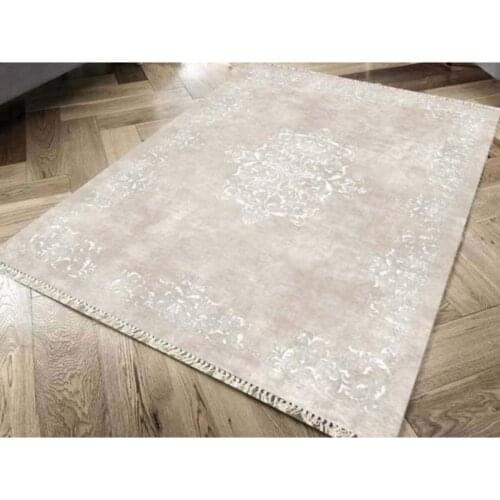 Anti Slip Decorative Rectangle Velvet Digital Printed Carpet Living Room Bedroom Kitchen Carpet Mat Nonslip Rug - Alberta Cream