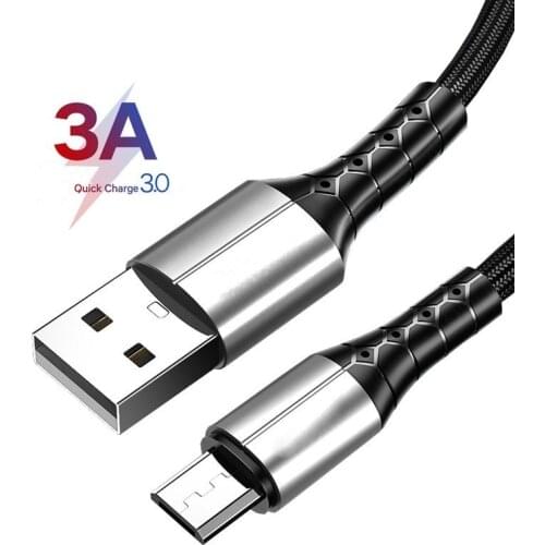 3A Micro USB Cables Nylon Fast Charging USB Data Cord for Samsung Xiaomi Huawei Android Mobile Phone microusb USB-Charging Cable