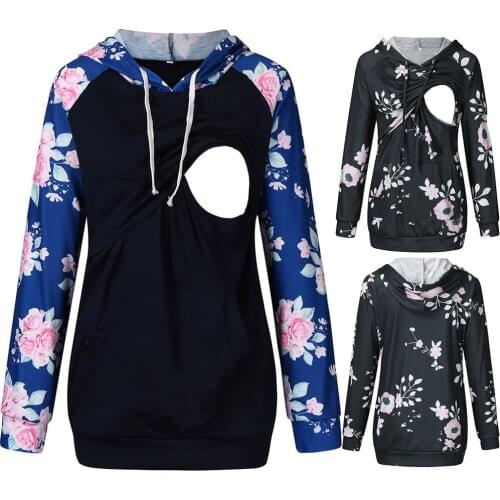 2019 new maternity dress autumn and winter long-sleeved hooded breastfeeding jacket