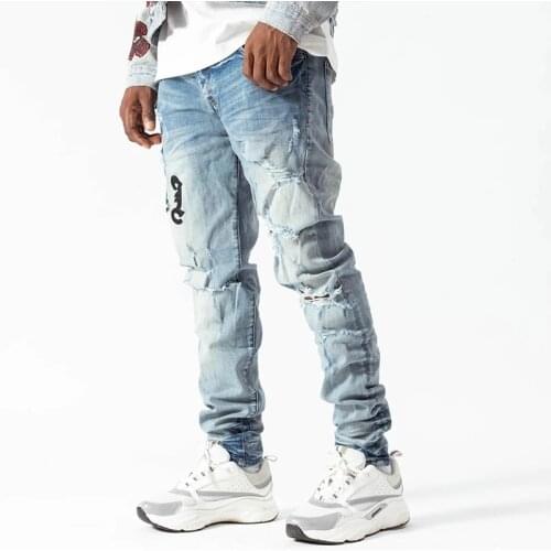 2021 New High Street Brand Denim Pants fashion Embroidery Jeans Trousers Mens Trousers For Man Pants Clothing Streetwear 679