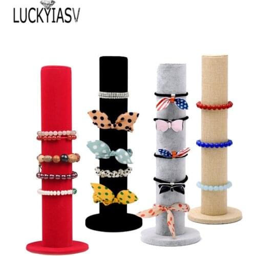 New Black Velvet Jewelry Display Storage Stand Bracelet Bangle Holder Watch Chain Cases