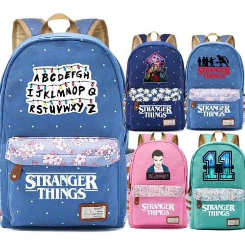 New Fashion Weird Stranger Things Demogorgon Flowers Dot Boy Girl School bag Women Bagpack Teenagers Canvas Lady Femme Backpack