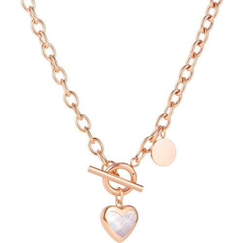 New Fashion Simple OT Button Heart-shaped Round Pendant Necklace Stainless Steel Jewelry Woman Gift Not Fade Wholesale