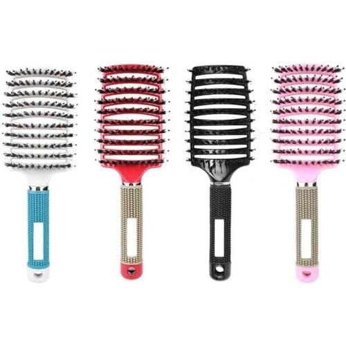 Professional Bristle & Nylon Detangle Hairbrush Women Hair Scalp Massage Comb Brush Tool Wet Hair Brush For Hairdressing Salon