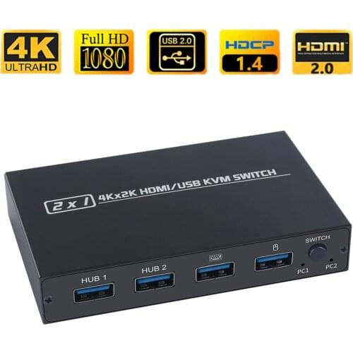 PRO HDMI-compatible Switcher 2-in Port Host KVM Switch 2 Port 4K USB Switch VGA Switcher Splitter Box For Mouse Keyboard