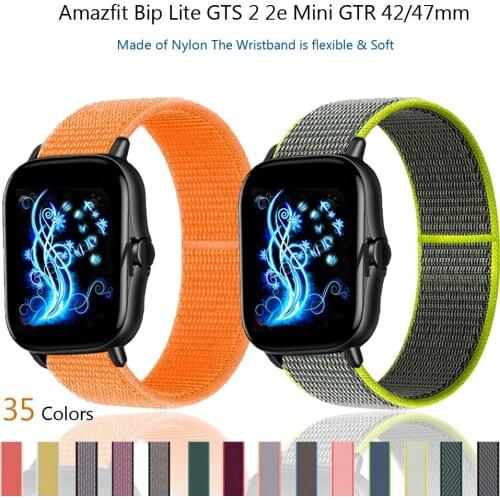 20mm 22mm Nylon Strap for amazfit Bip lite GTS 2 2E stratos 2/2s Bracelest for amazfit GTR 42mm 47mm 2 2e Watchband Wristbelts