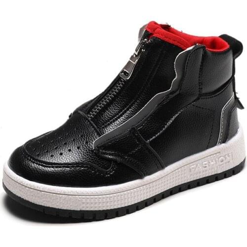 Skoex Kids Shoe High-top Casual Shoes Boys And Girls Breathable Non-slip Leather Shoes Winter Fashion Large Children warm Boots