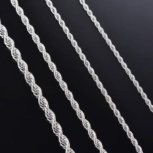 Steel Color Width 2-6mm Rope Chain Necklace/Bracelet Stainless Steel Hiphop Chain Necklace For Men/Women Jewelry Dropshiping