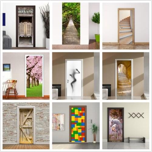 Stickers on the Door Saloon Self-adhesive Vinyl Wallpaper Bedroom Living Room Wall Art Mural Decals Home Decoration deursticker