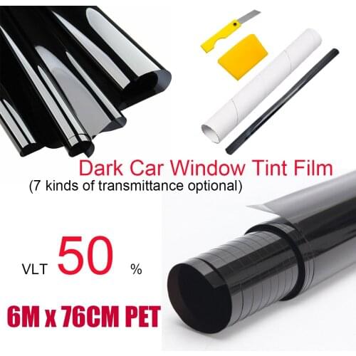 VLT 50% UV Protection Sticker Curtain Scraper Car Window Tint Glass Dark Black Kit For Car Home Camper Van Boat