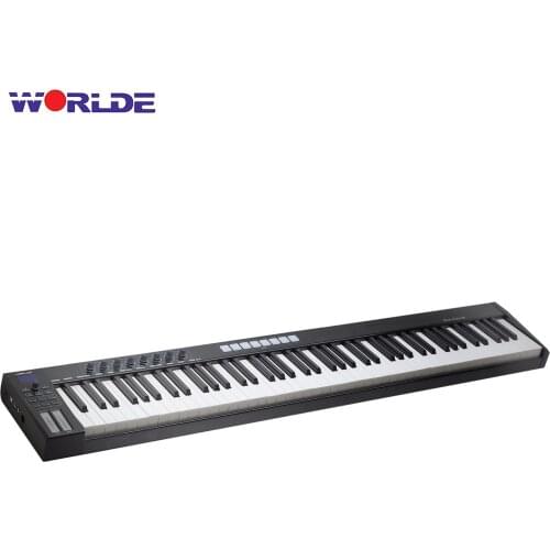 WORLDE Blue whale 88 USB MIDI Controller Keyboard 88 Semi-weighted Keys 8 RGB Backlit Trigger Pads LED Display with USB Cable