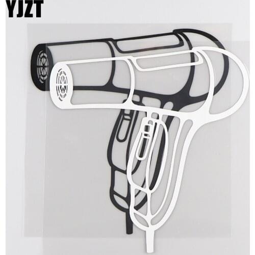 YJZT 15.5×15.9CM Hair Dryer Fun Vinyl Decal Cartoon Car Creative Stickers Black/Silver 20D-0110