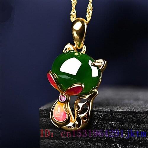 Jade Fox Pendant Charm Chalcedony Gemstone Amulet Necklace Gifts Jewelry Chinese Natural Women 925 Silver Fashion Agate