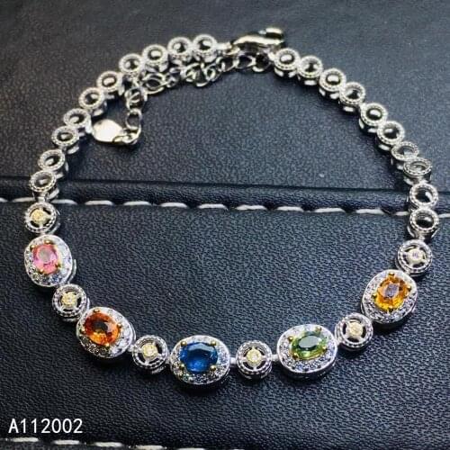 KJJEAXCMY fine jewelry natural Colored sapphire 925 sterling silver new women hand bracelet support test elegant