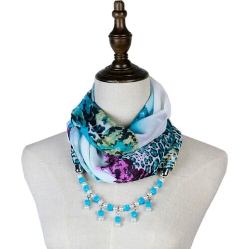 Summer Lady Neckwear Leopard Pendant Scarf Necklace Jewellery Chiffon Shawl Hijab Bandana 50x160cm