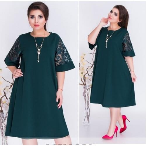 XXXXXXL 2018 Patchwork Loose Dress Autumn Winter Big Sizes Women Dress Plus Size short Sleeve o-neck Casual Dresses