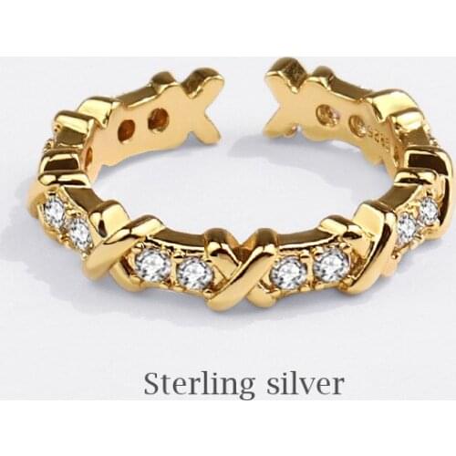 Season Gate 925 Sterling Silver Zircon Temperament Geometric Index Finger Adjustable Size Open Ring For Women SR204