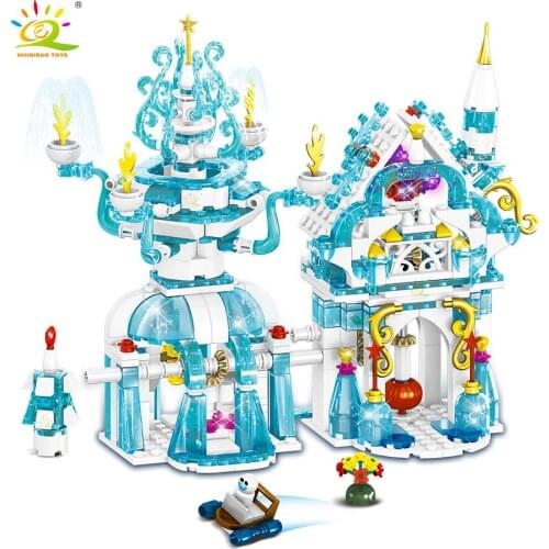 483pcs 4IN1 Winter Snow House Castle Princess Building Blocks Girls Bricks with Figures For Friends Children Birthday Toys Gift