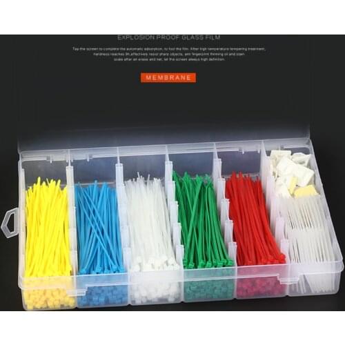 500pcs/Box 150mm Self-locking Nylon Cable Ties 5 color Plastic Zip Tie With 40pcs 20*20 suckers DIY