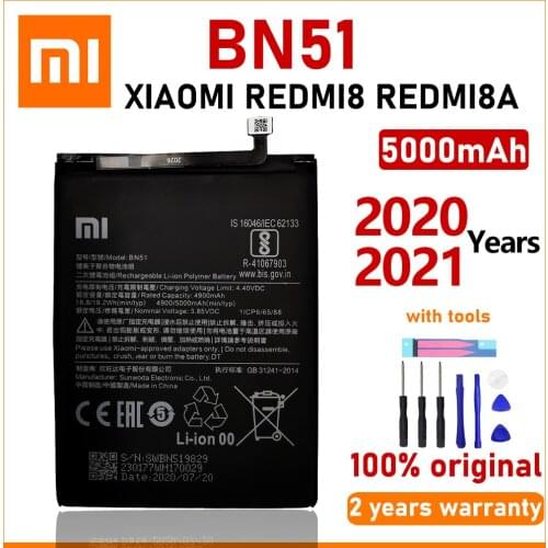Xiao Mi Original 5000mAh BN51 Battery for Xiaomi Redmi 8 Redmi 8A Phone Batteries With Tools+Tracking Number