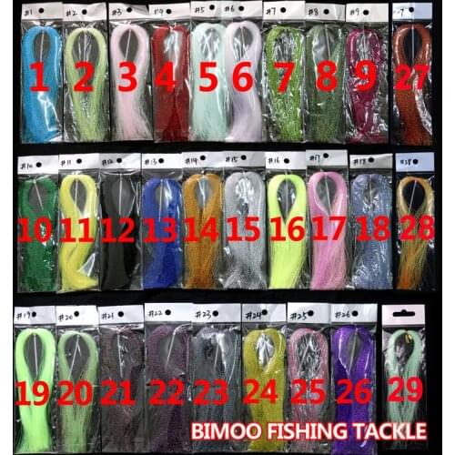 Bimoo 50 Bags Fly Tying Flashabou Tinsel Twisted Flash Strands for Lure Jig Hook Treble Make Fluro Pink Orange Red Blue Rainbou