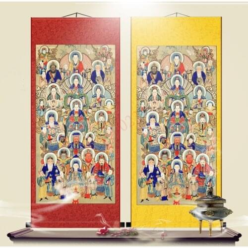 Buddhist and Taoist immortal paintings, whole altar gods hanging paintings, Buddhist temples and Taoist temples decorated silk