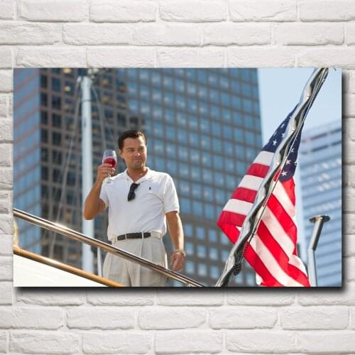 FOOCAME Leonardo DiCaprio Movies Posters and Prints The Wolf Of Wall Street Art Silk Wall Painting Home Decoration Pictures