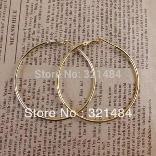 Hot sale 200piece/lot 50mm gold plated hoop earring findings ear wire hooks