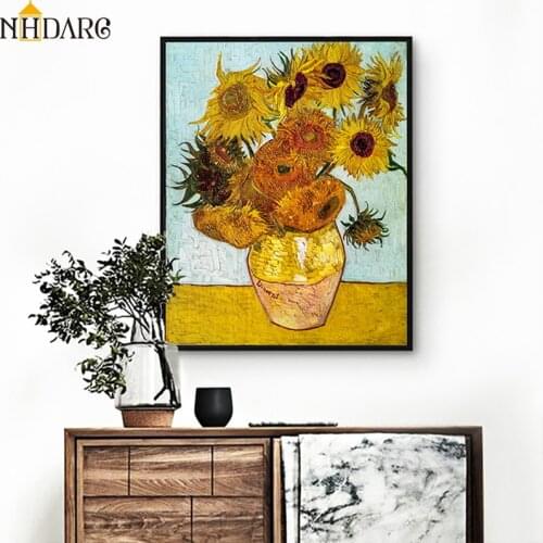 Vincent Van Gogh Classical Sunflower High Quality Canvas Art Print Painting Poster, Wall Picture For Living Room, Home Decor
