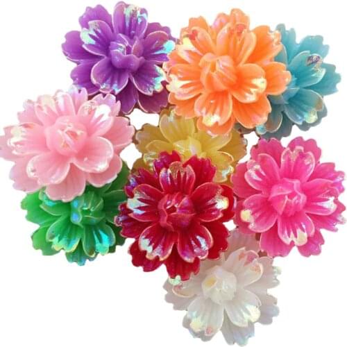 AB Resin Kawaii 25mm 3D Flower Flatback Flower Stone 18PCS Scrapbook DIY Decor Home Figurine Crafts OK13