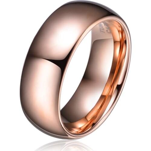 Fashion 100% Pure Tungsten Rings 8MM wide Rose Gold Wedding rRngs for Women Men jewelry Big Size 7 to 13