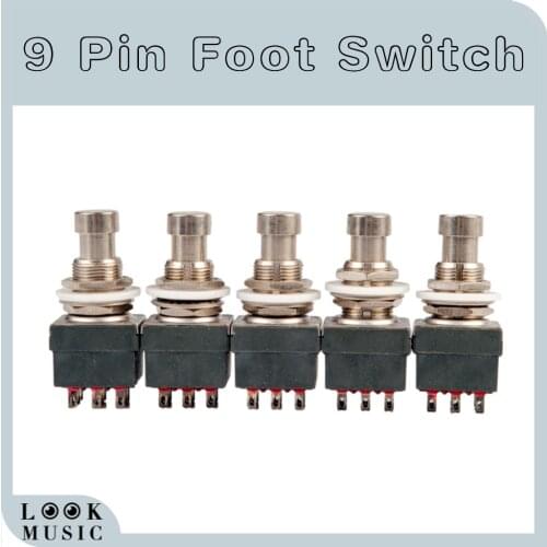 LOOK MUSIC 5 PCS Box Stomp 9-Pin 3PDT Electric Guitar Effect Pedal Switches Push Button Footswitches True Bypass Black