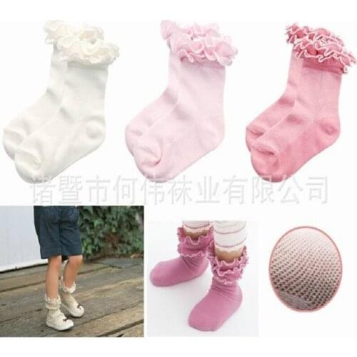 Lovely 4-6 years old baby girl pure color lace ballet princess socks children socks wholesale 10 pairs/lot mix baby socks