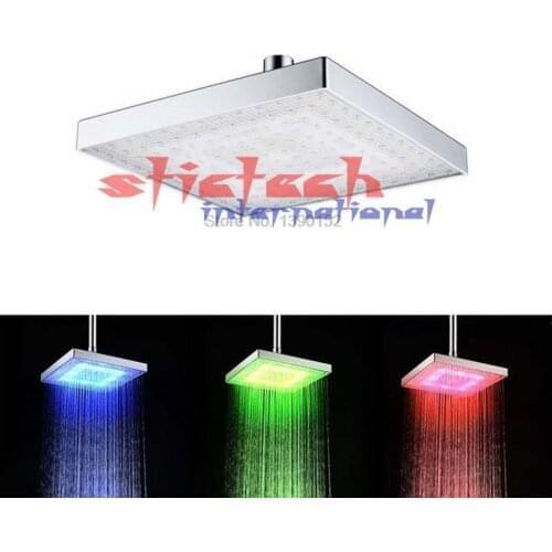 By dhl or ems 20pcs shower head Temperature sensor 3 Colors light abs Showers Filter bathroom accessories