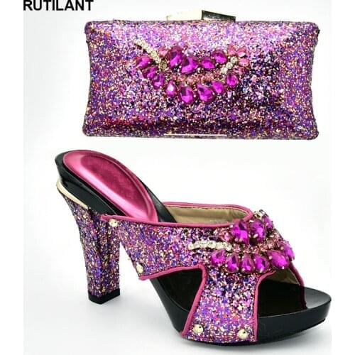 New Arrival Italian Shoe and Bag Set for Party In Women Shoes and Bag Set African Sets 2020 Nigerian Party Pumps Slip on Shoes