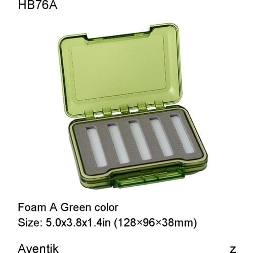 Aventik Plastic Waterproof Plastic Fishing Tackle Box Green Slit Foam fly Fishing Box S 5.0x3.8x1.5 inch (128x96x38mm)
